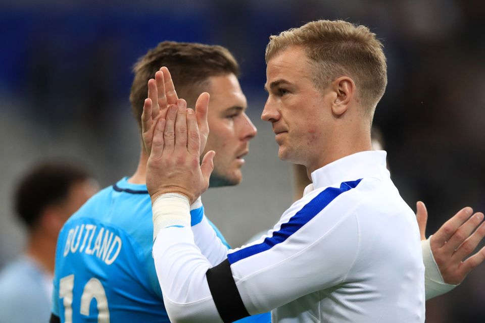 Joe Hart, right, has started all of England's World Cup qualifiers so far