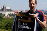 thumbnail: Czech soccer player Petr Cech shows his Arsenal jersey during a presentation in Prague