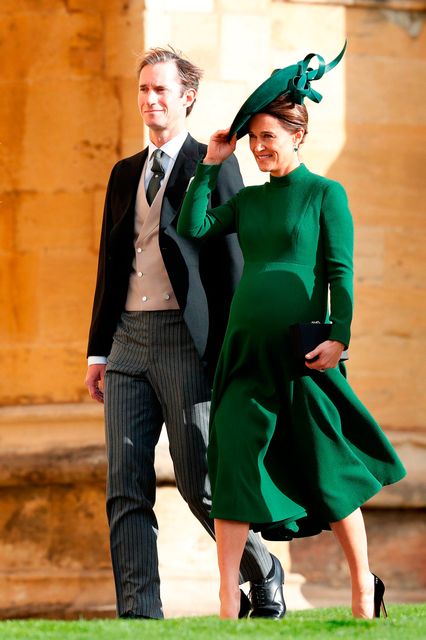 Pippa Matthews and her husband James Matthews  arrive  for the wedding of Princess Eugenie to Jack Brooksbank at St George's Chapel in Windsor Castle. PRESS ASSOCIATION Photo. Picture date: Friday October 12, 2018. See PA story ROYAL Wedding. Photo credit should read: Adrian Dennis/PA Wire