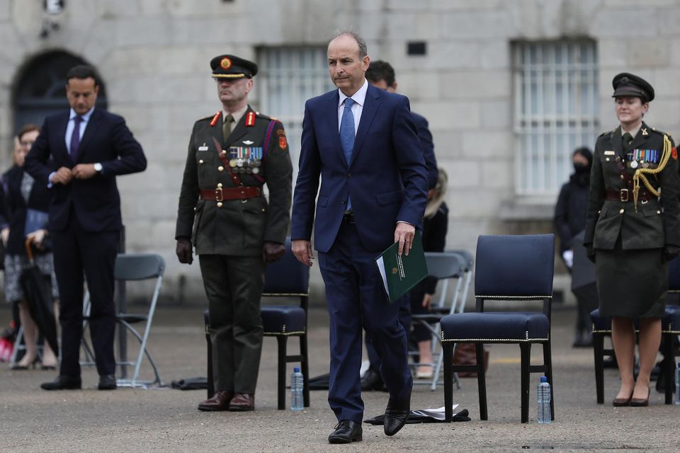 Taoiseach Micheál Martin at the National Day of Commemorations ceremony at Collins Barracks in Dublin. Photo: Julien Behal.