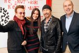 thumbnail: Nuritas's founder Dr Nora Khaldi and CEO Emmett Browne with company investors Bono and The Edge