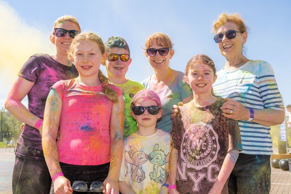 The McGettigan family at the East Glendalough School Colour Run. Photo: Leigh Anderson