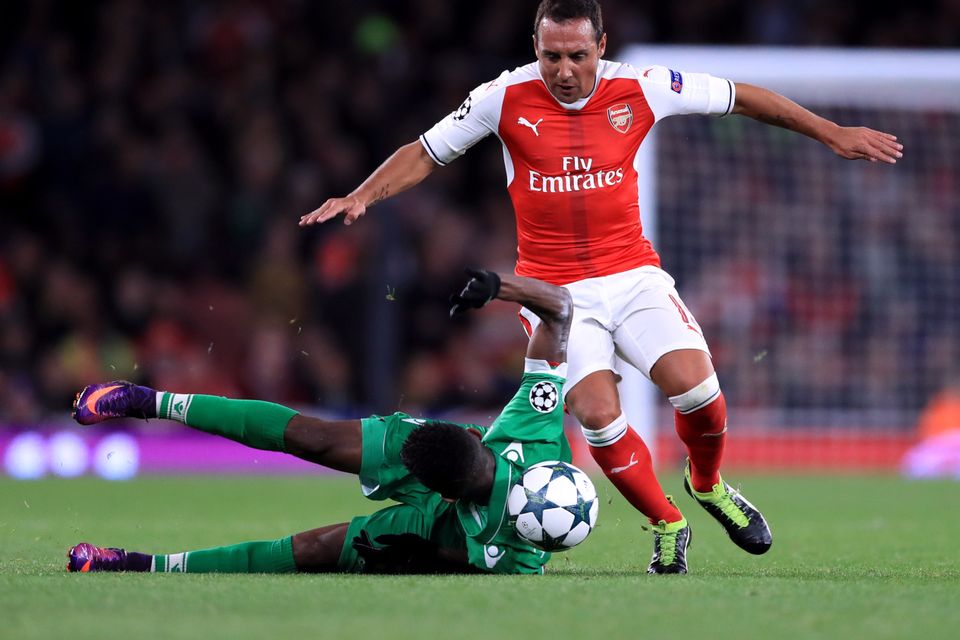 Santi Cazorla, right, has not played for Arsenal since the win over Ludogorets in October 2016