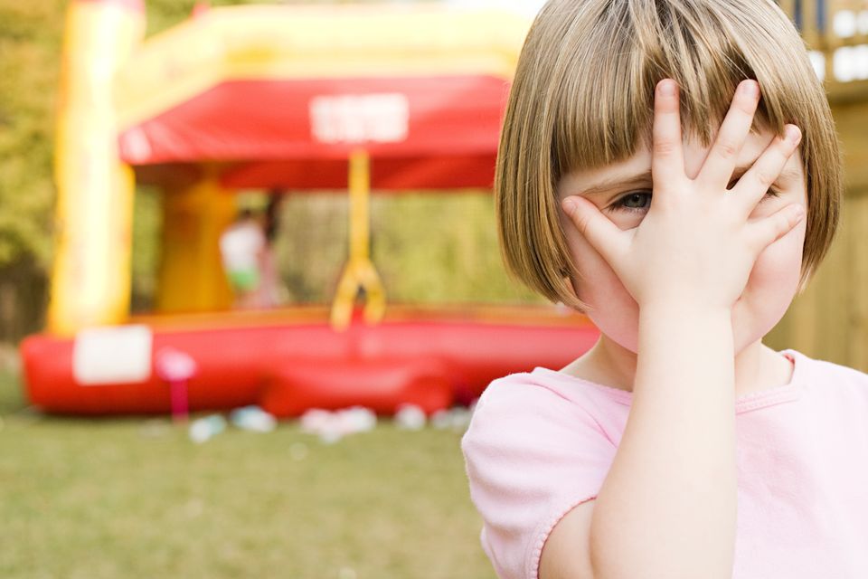 Stock image of a bouncy-castle party