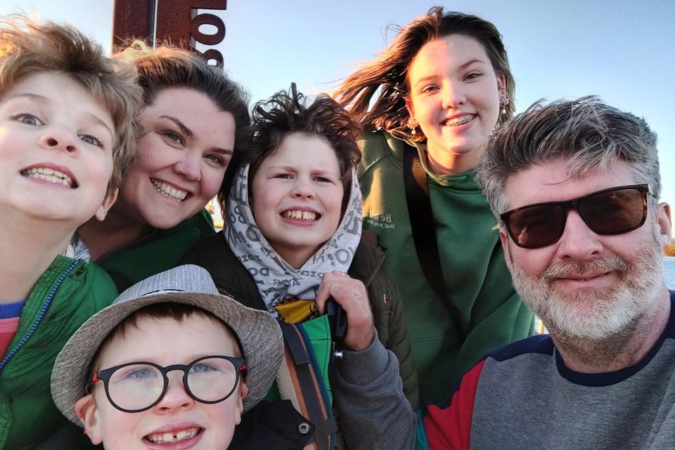 Gillian Duggan (second left) with her children (from left) Flynn, Sully Logan, Ellie and husband Rob