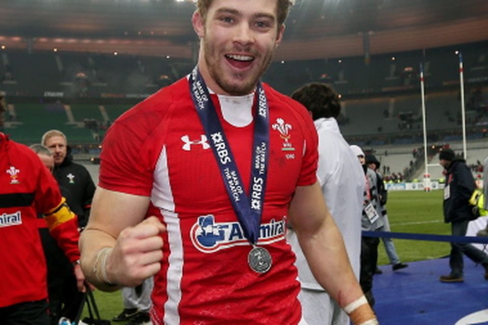 Leigh Halfpenny celebrates Wales victory over France after the RBS 6 Nations match at the Stade de France. PRESS ASSOCIATION Photo. Picture date: Saturday February 9, 2013. See PA story RUGBYU Wales. Photo credit should read: David Davies/PA Wire. RESTRICTIONS: Use subject to restrictions. Editorial use only. No commercial use. Call +44 (0)1158 447447 for further information. No book use without prior permission.