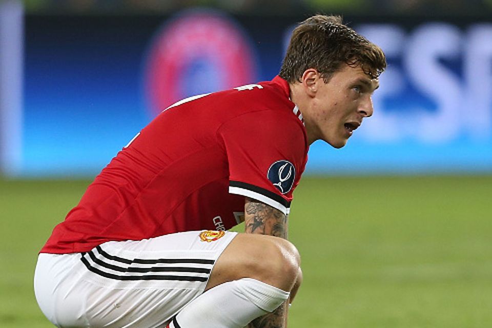 SKOPJE, MACEDONIA - AUGUST 08:  Victor Lindelof of Manchester United in action during the UEFA Super Cup match between Real Madrid and Manchester United at Philip II Arena on August 8, 2017 in Skopje, Macedonia.  (Photo by John Peters/Man Utd via Getty Images)