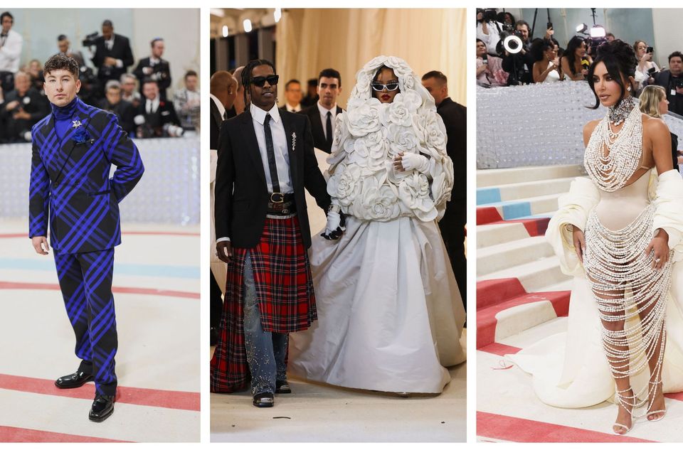 Barry Keoghan, ASAP Rocky, Rihanna, and Kim Kardashian at the Met gala 2023 in New York. PICS: Reuters/Andrew Kelly
