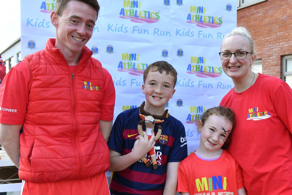 Niall Fergus, Kyle Lawlor, Chloe and Emma Conroy who took part in the Marist 5K. Photo: Ken Finegan/www.newspics.ie