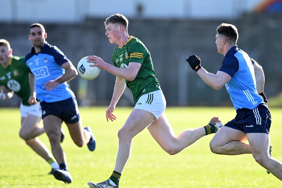 Mathew Costello of Meath in action against John Small of Dublin during the Allianz Football League Division 2 match between Meath and Dublin at Páirc Tailteann in Navan, Meath. Photo by David Fitzgerald/Sportsfile