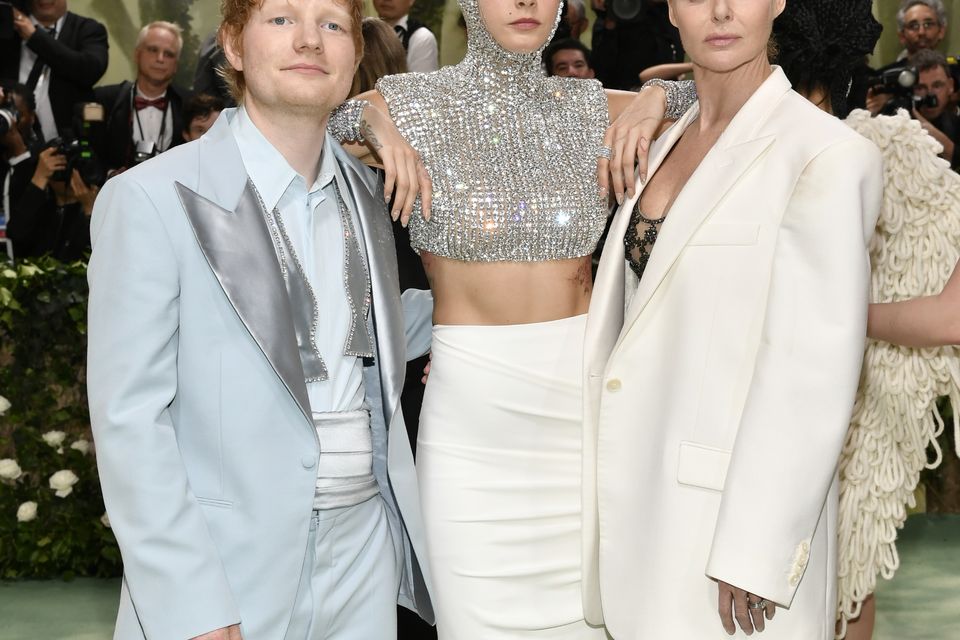 Ed Sheeran, from left, Cara Delevingne, and Stella McCartney attend The Metropolitan Museum of Art’s Costume Institute benefit gala (Evan Agostini/Invision/AP)