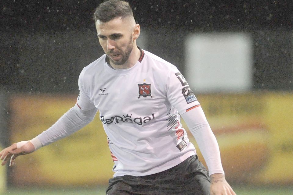 240 days (seven months and 25 days) after signing for Dundalk from Sligo Rovers, Robbie McCourt made his first appearance for the club at Oriel Park on Friday night. It was his fifth outing for the Lilywhites in total. Picture: Aidan Dullaghan/Newspics