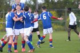thumbnail: 19/05/15. Goalscorer Dylan Reilly is congratulated by teammates during the Under 15s soccer final between Colaiste Phadraig CBS and Templeouge College at Peamount Utd.
Pic: Justin Farrelly.