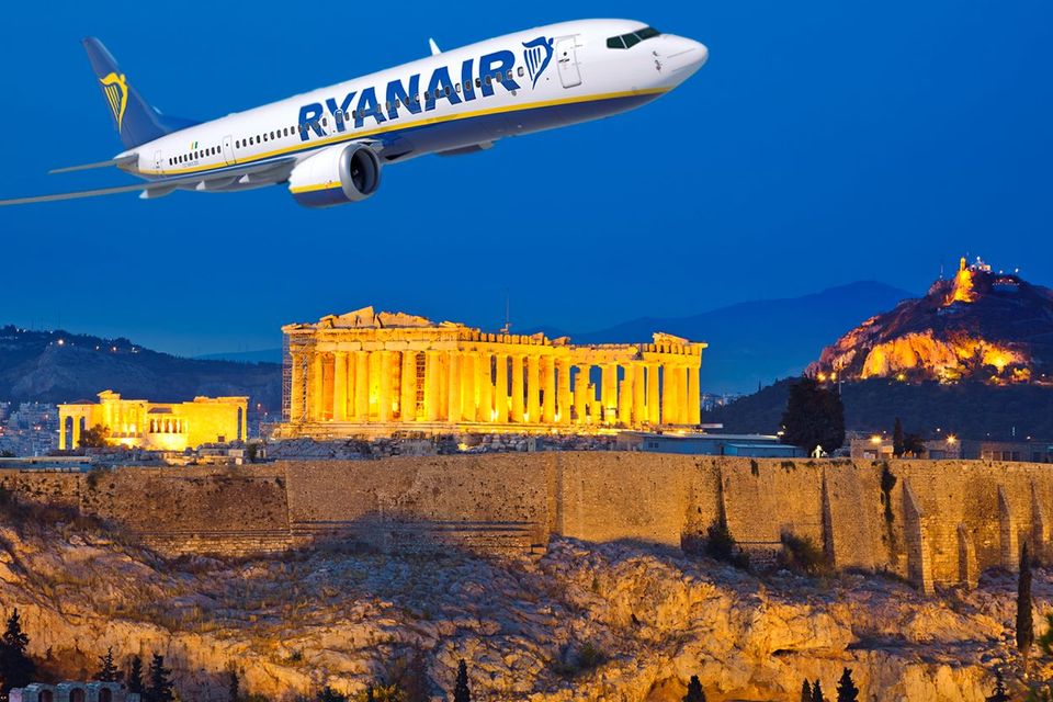 Composite Image: Ryanir has announced a new daily service from Dublin to Athens. Photo: Deposit