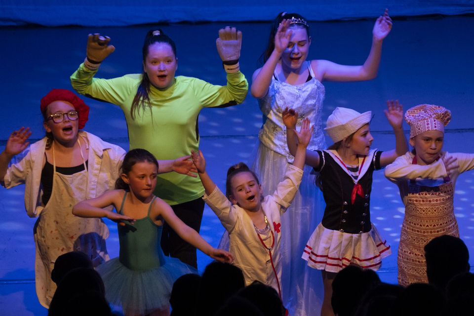 Members of Sinead O'Brien Dance School on stage during their production of 'On With The Show' at Tramway Theatre, Blessington. Photo: Barry Hamilton