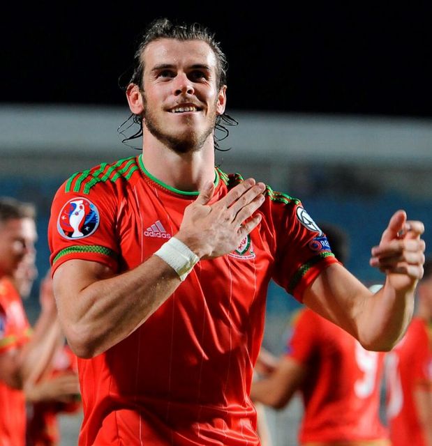 Wales' Gareth Bale celebrates his side's win after the UEFA European Championship Qualifying match at the GSP Stadium, Cyprus
