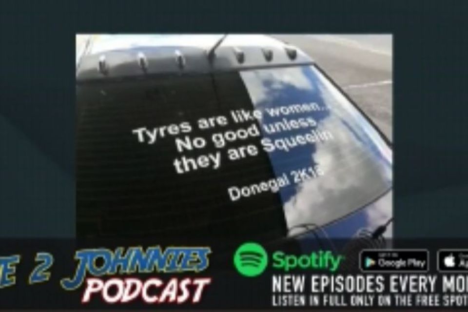 One of the car stickers highlighted in The 2 Johnnies video