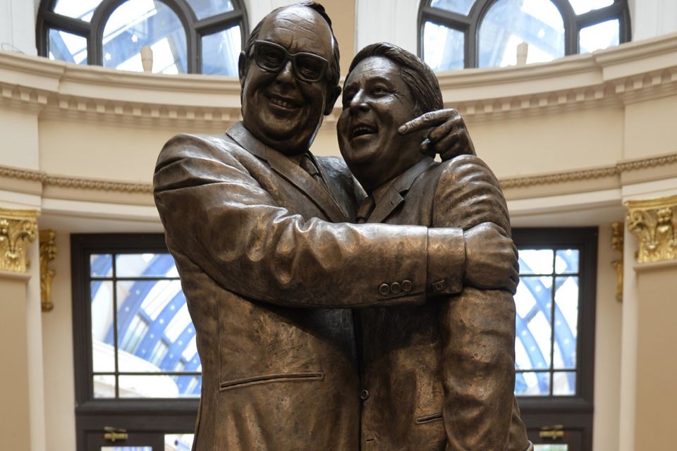 A statue of Morecambe and Wise at Blackpool's Winter Gardens (Dave Nelson/Rhodes Media/PA)