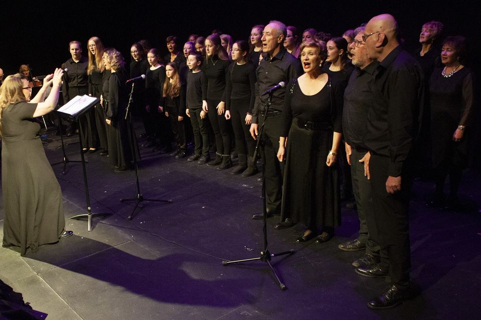 Performers during The Kiltra School of Music's Adult Singers and Youth Choir's concert in the Jerome Hynes Theatre in the National Opera House. Pic: Jim Campbell