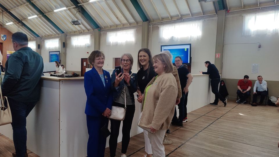 Mary Kelly, Marie Dolan, Emer Kelly and Rosaleen Mcgrane at the Roscommon counting centre