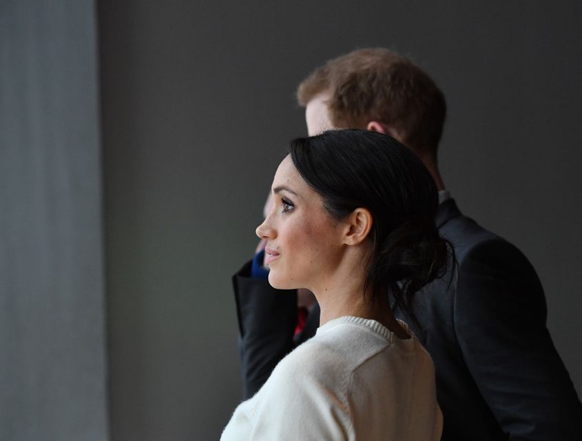 Adding the sparkle: Meghan Markle and Prince Harry during a visit to Titanic Belfast in March
