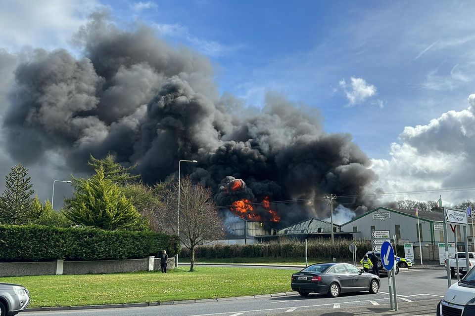 The fire at the Culcita plant near New Ross, Co Wexford. Photo: Cian Foley
