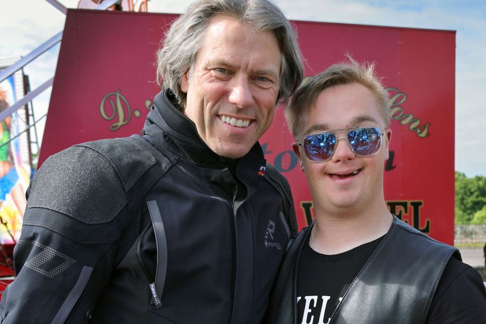 Matthew Quinn meeting his hero, Grand Marshal of Ireland BikeFest, John Bishop, comedian, presenter and actor.