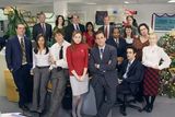 thumbnail: John Kransinski, Jenna Fischer and Steve Carrell with the cast of The Office