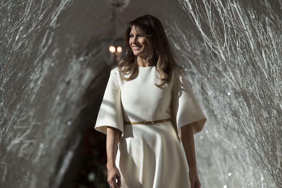 Melania trump clearance wet white dress