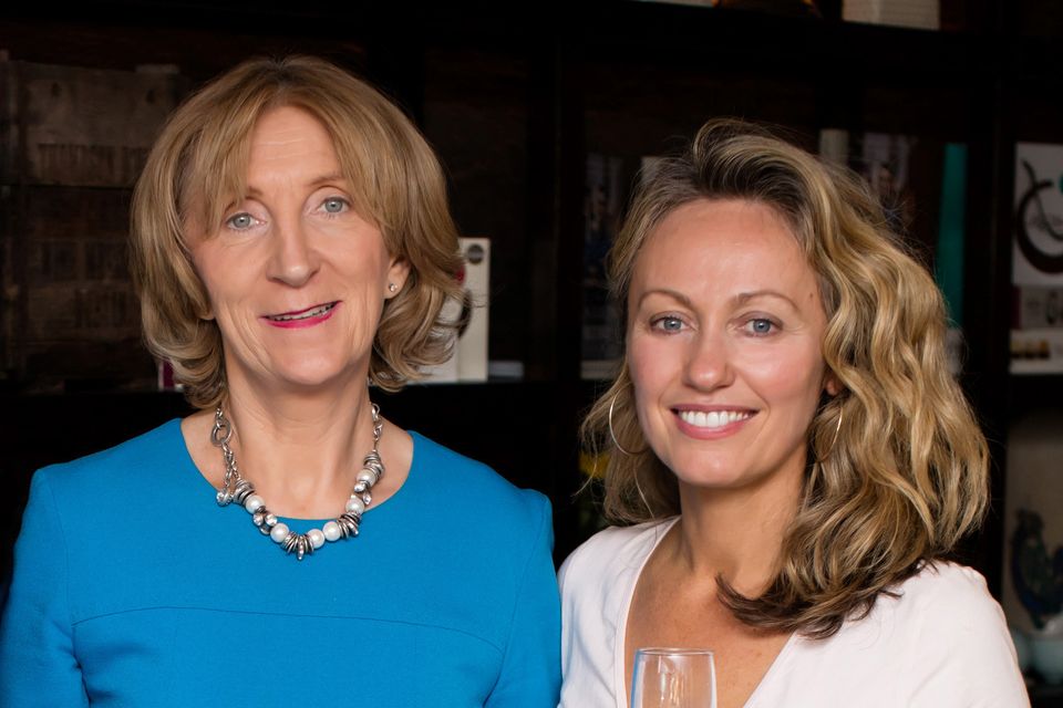 Mary Ann O'Brien and Clodagh McKenna pictured at the launch of Lily O'Brien's first ever premium chocolate bars range in Medley, Fleet Street. Photo: Anthony Woods.