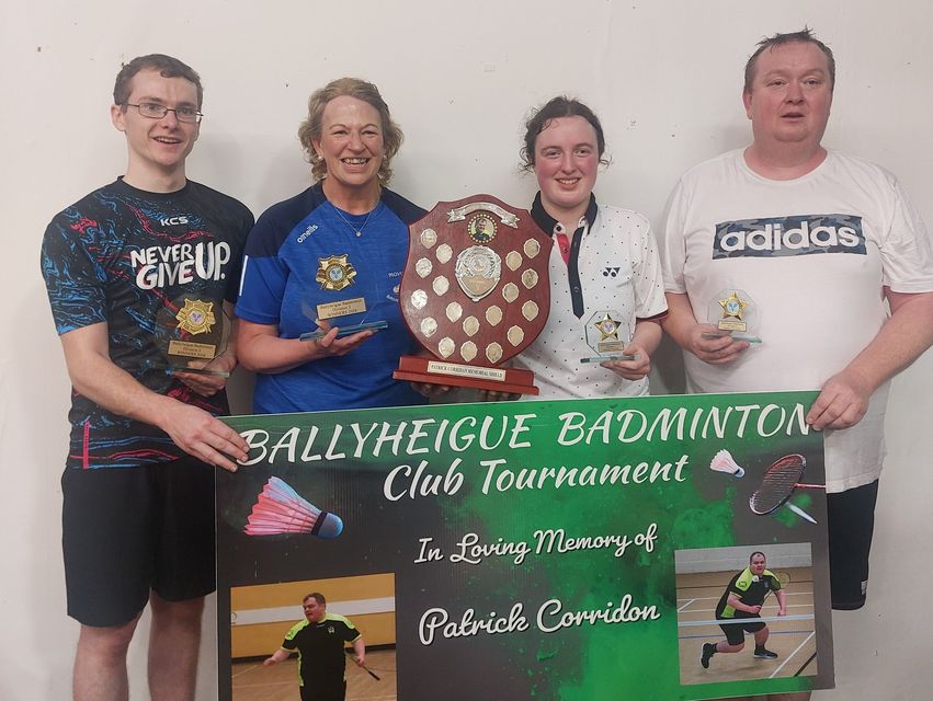 The Division 3 winners and runners-up from the Ballyheigue badminton tournament