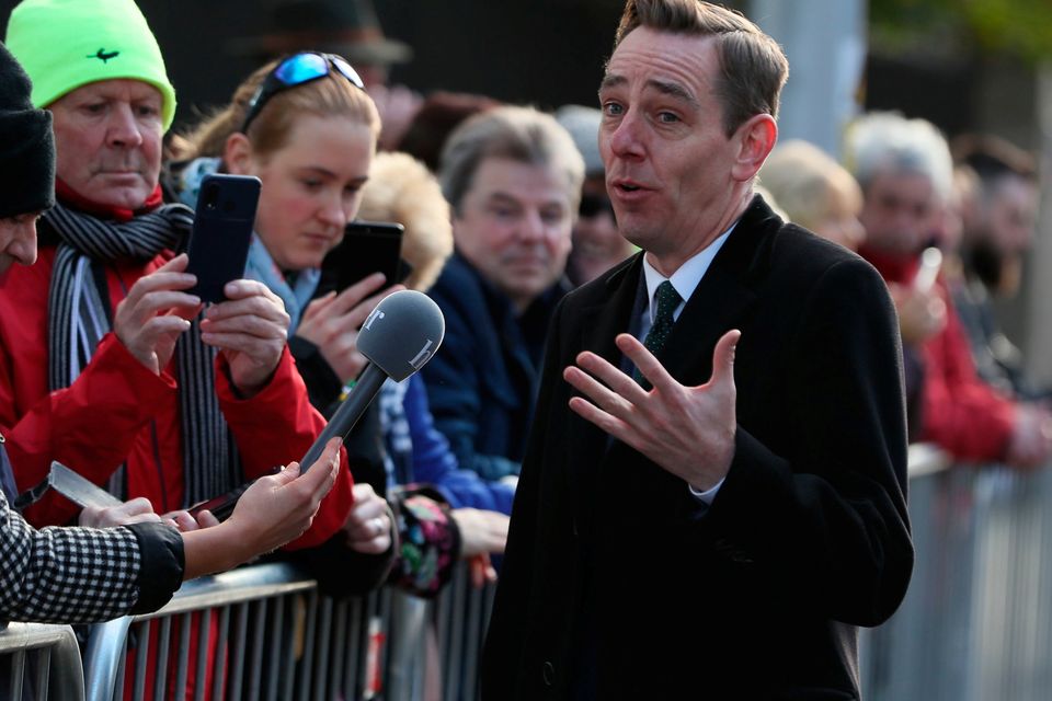 RTE's Ryan Tubridy, presenter of The Late Late Show, arrives for the funeral of the celebrated broadcaster Gay Byrne at St. Mary's Pro-Cathedral in Dublin. PA Photo. Picture date: Friday November 8, 2019. See PA story FUNERAL Byrne. Photo credit should read: Brian Lawless/PA Wire