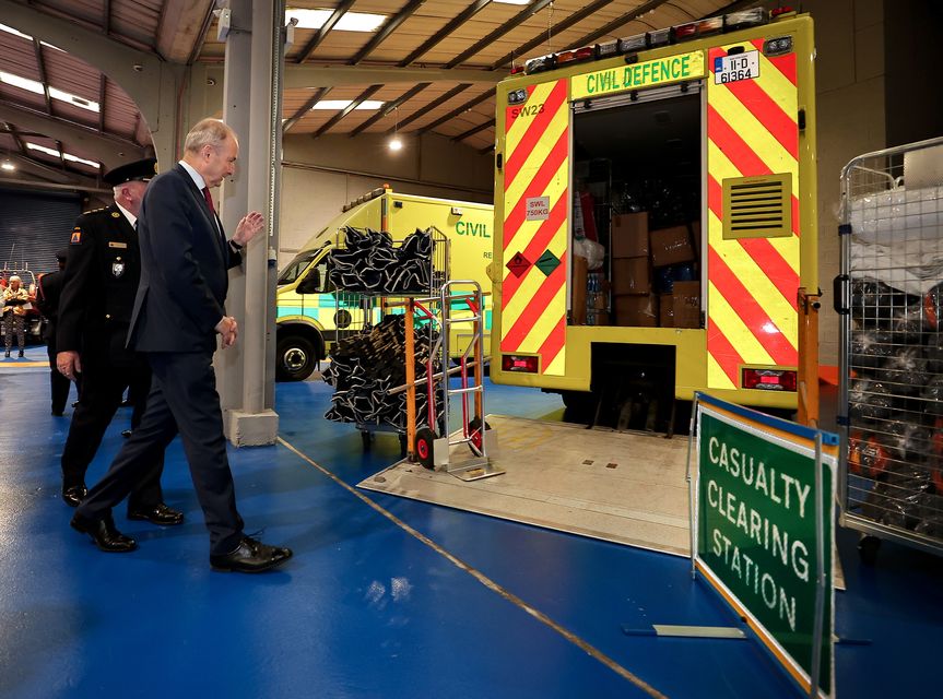 Tanaiste Micheal Martin and Dublin Civil defence Chief officer James McConnell pictured at the official opening of the Dublin Civil Defence HQ in Clondalkin. Picture; Gerry Mooney.