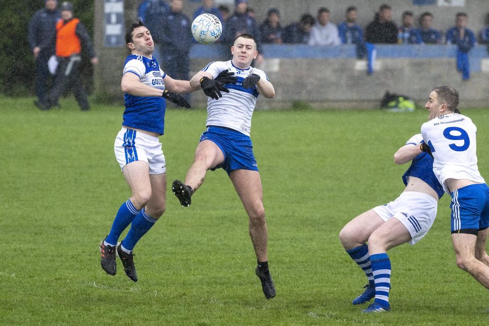 David Moran, Kerins O'Rahillys, and Adam O'Donoghue, Castleisland Desmonds, in action during the County Senior Football League Division 1 game at Strand Road, Tralee. Photo by Domnick Walsh