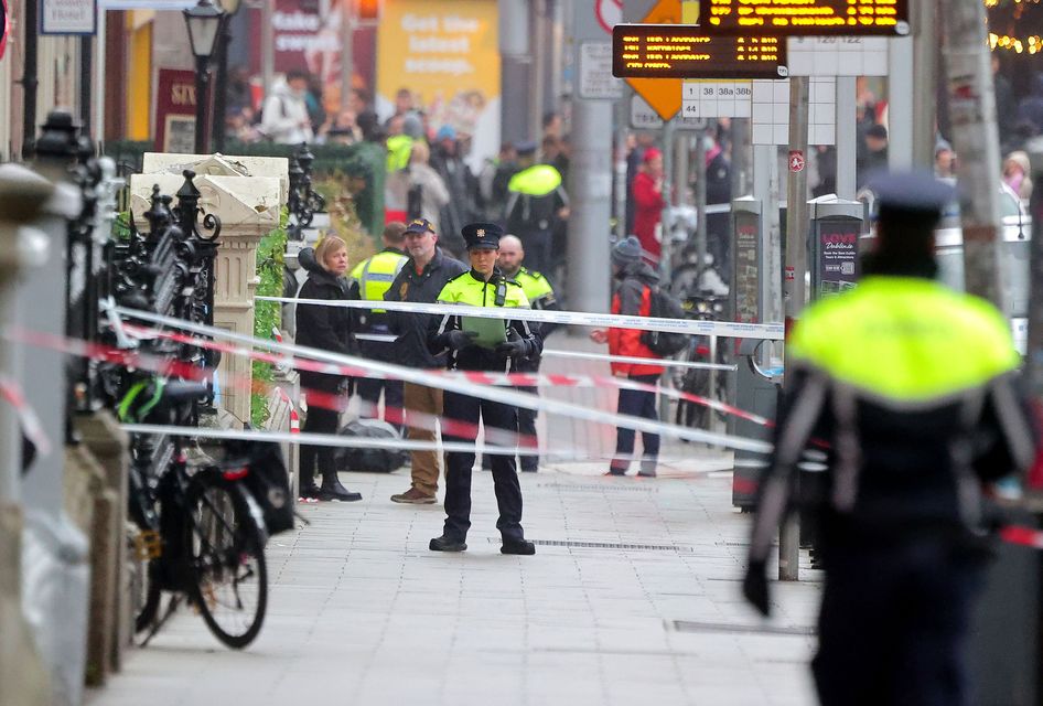 The scene on Parnell square East following a serious stabbing incident.  Picture; Gerry Mooney