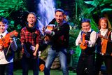 thumbnail: The Late Late Toy Show host Ryan Tubridy fooling around on the new jungle set with from left, Fionn Mc Mahon (8), Bernard Lawrence (12) Seanaí Mc Mahon (10)  and Aron Moore (11)
Pic Steve Humphreys
