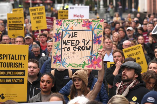 Small-business owners march to Leinster House in protest at being ‘hung out to dry’