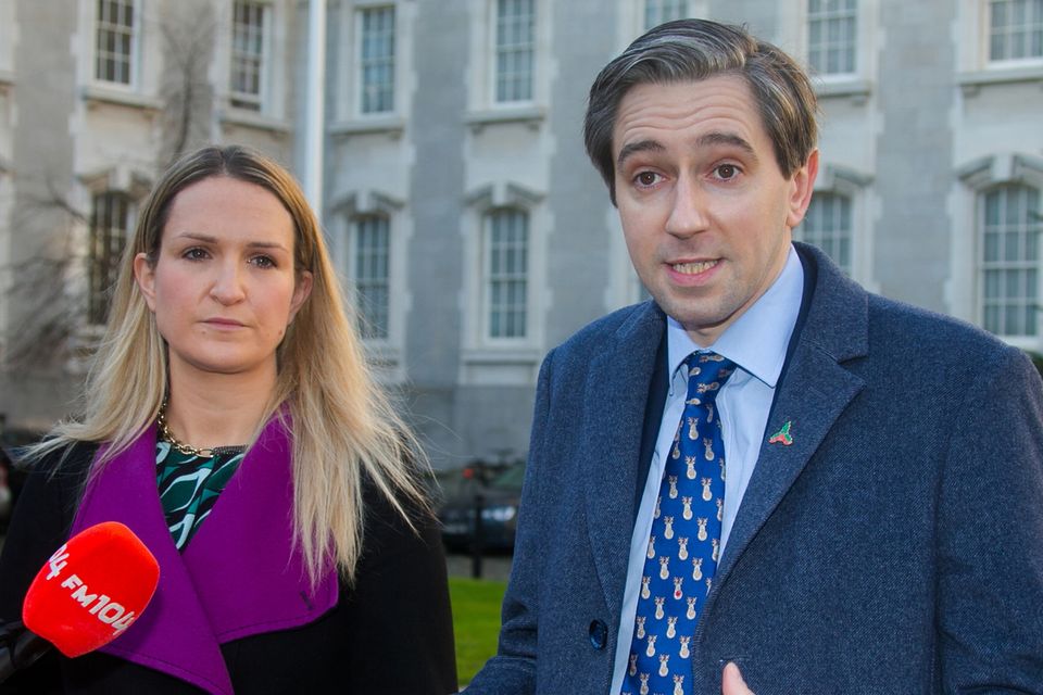 Justice Minister Helen McEntee and Taoiseach Simon Harris. Photo: Collins