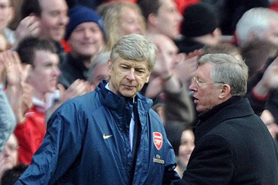 Arsenal manager Arsene Wenger, left, insists he was never tempted to replace rival Sir Alex Ferguson at Manchester United