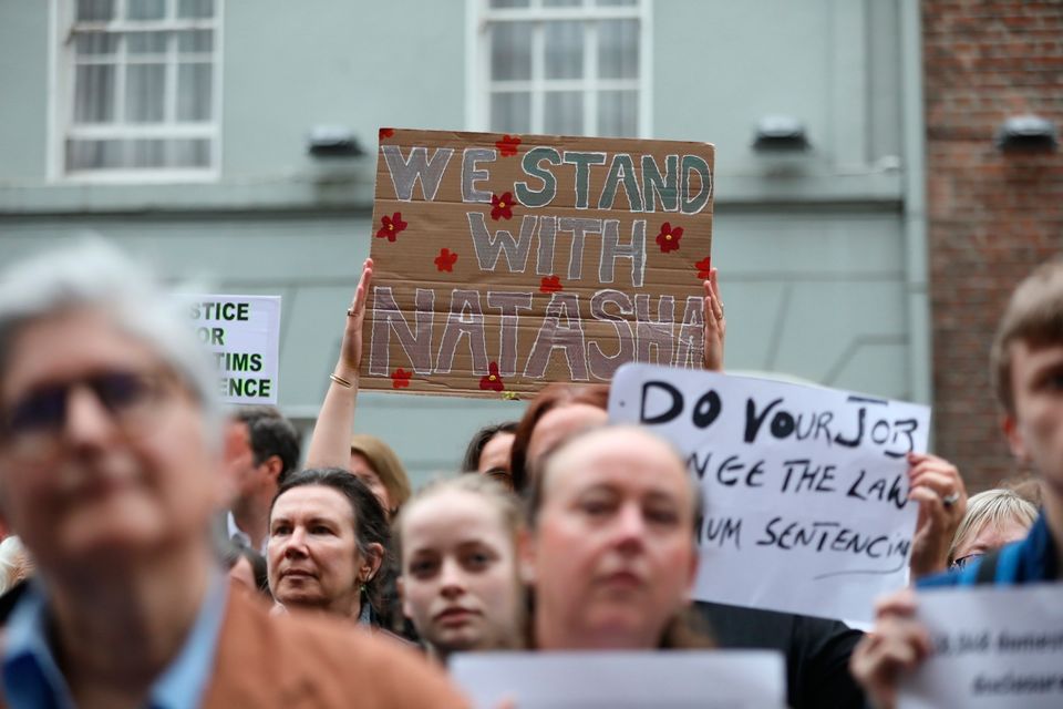 Protesters gather outside Leinster House in Dublin, in solidarity with Natasha O'Brien (Photo: Gareth Chaney/PA Wire)