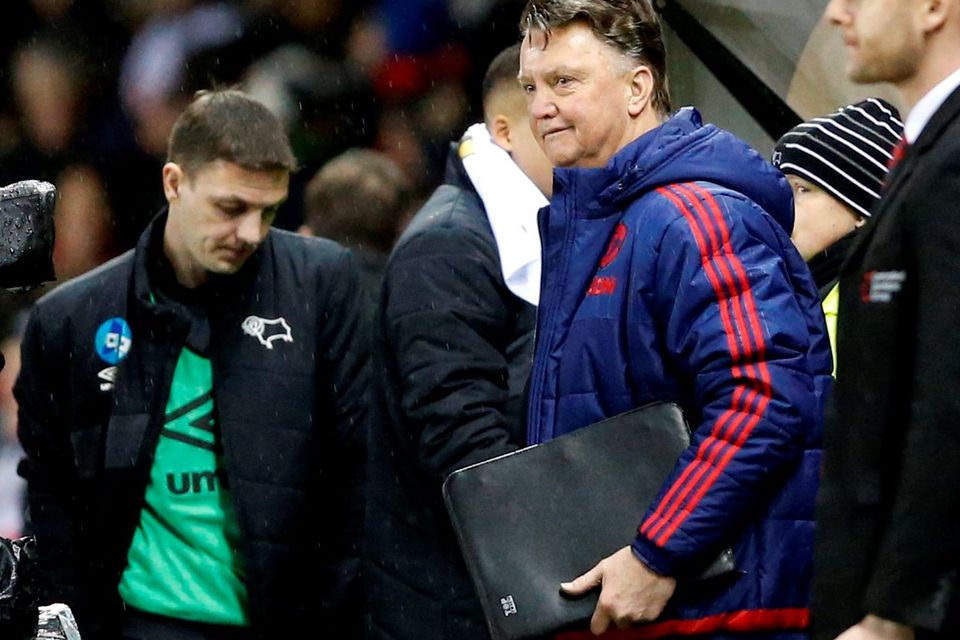Manchester United manager Louis Van Gaal at the end of the match