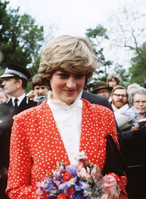 Lady Diana Spencer visits Tetbury in Gloucestershire May 22, 1981, two months before her marriage to Prince Charles, Prince of Wales.  Prince Charles's Highgrove residence is near Tetbury.  (Photo by Anwar Hussein/WireImage)