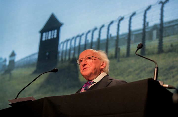 Protesters removed during Michael D Higgins speech at Holocaust commemoration