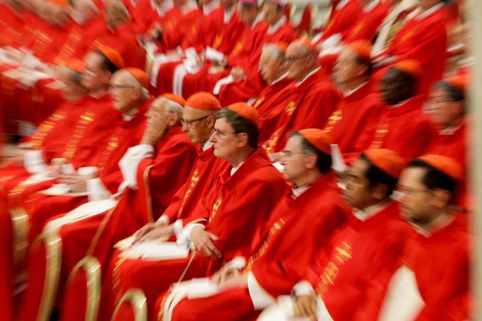 Cardinals attend a mourning mass for Pope Francis on the sixth day of Novendiali (nine days of mourning after the Pope's funeral) at St Peter's Basilica at the Vatican. Photo: Reuters