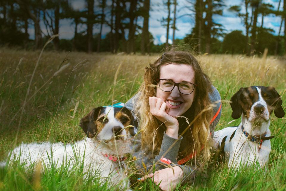 El Keegan with her two dogs Fuji and Leica. Photo: Colm Bowden.