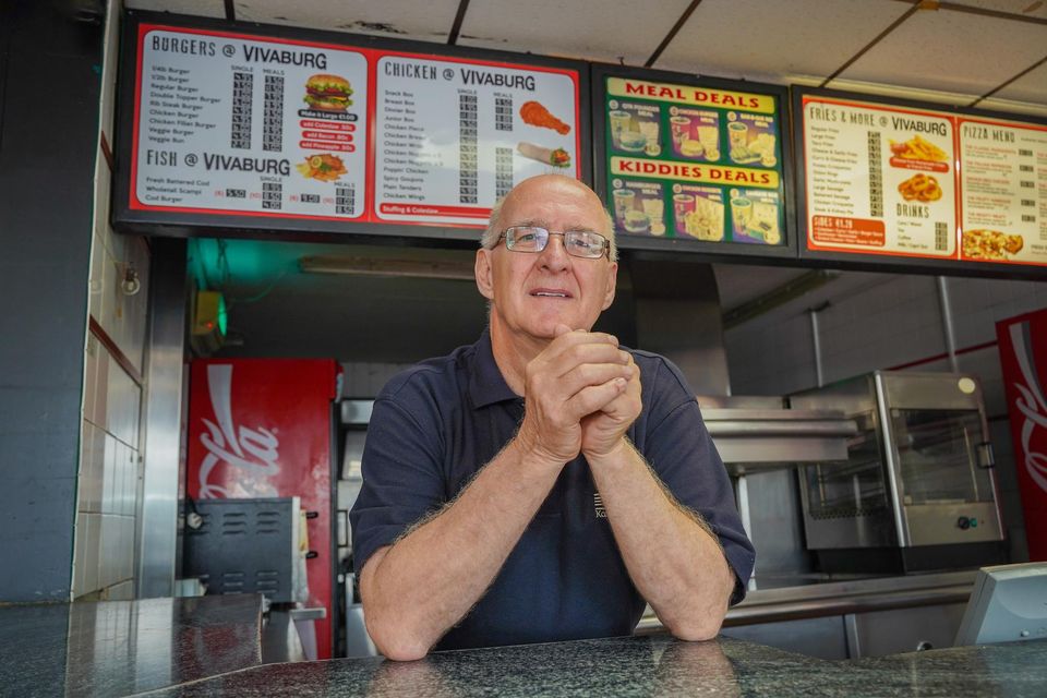Malachy McDaid leans over the counter a final time. Photo by Mark O'Sullivan.