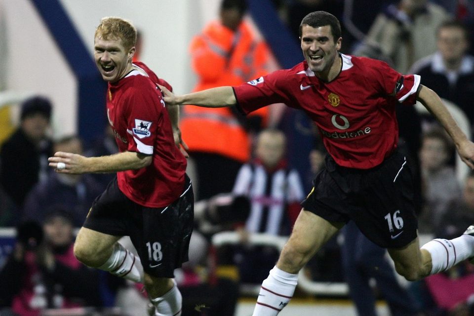 Former Manchester United team mates Paul Scholes and Roy Keane
