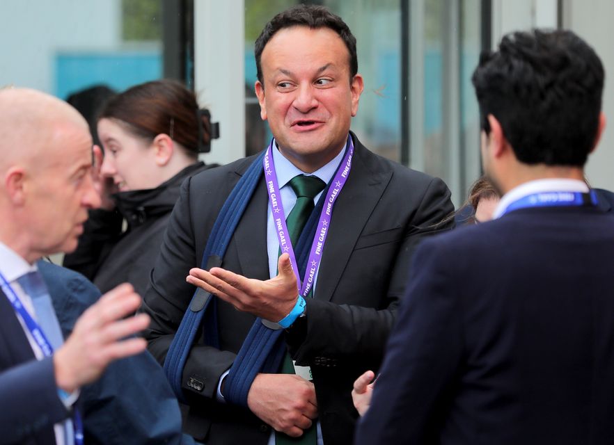 Outgoing Taoiseach and former FG party leader Leo Varadkar at the Fine Gael ard fheis in Galway. Photo: Gerry Mooney