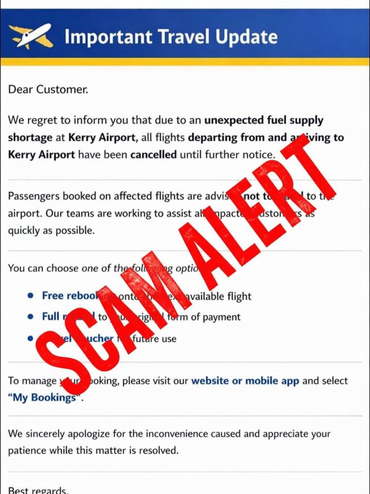 Kerry Airport says flights in operation after online fuel crisis scam