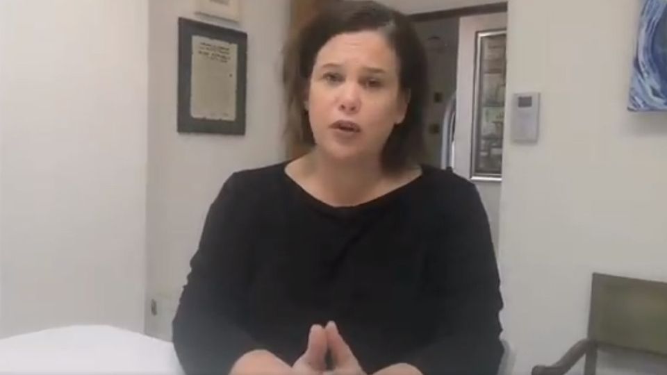 Mary Lou McDonald in her video yesterday